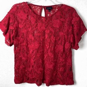 Red | Rose pattern | see through |